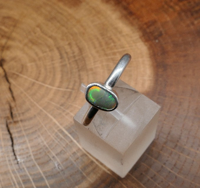 Silver Opal ring size P / US 7.75