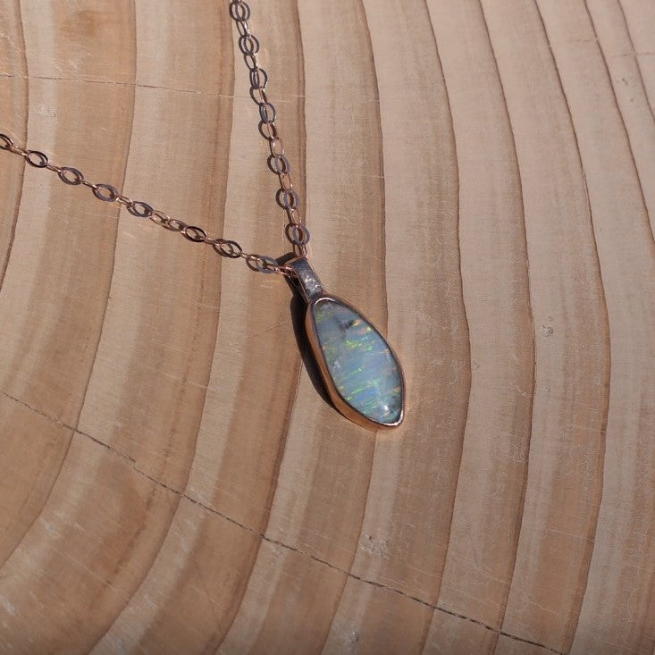 Mintubi Solid Black Opal Set in 9k Rose Gold