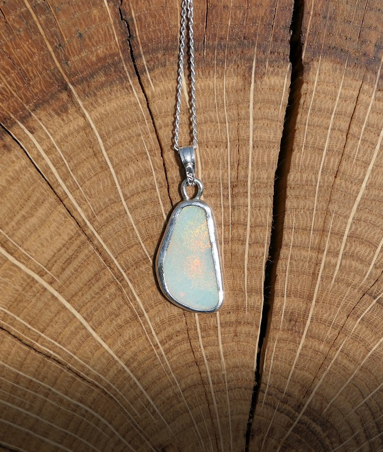 Double sided silver opal pendant