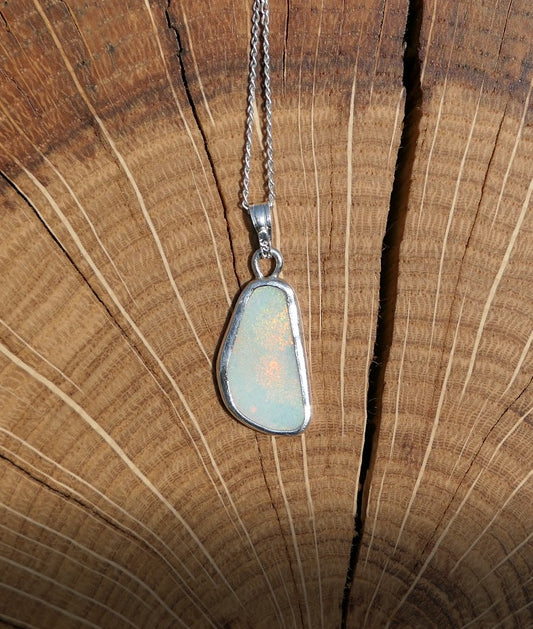 Double sided silver opal pendant