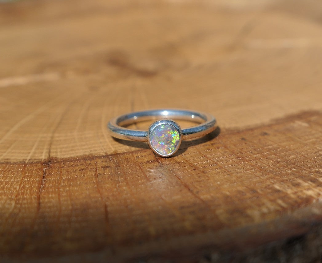 Silver Opal ring size P/7.5/