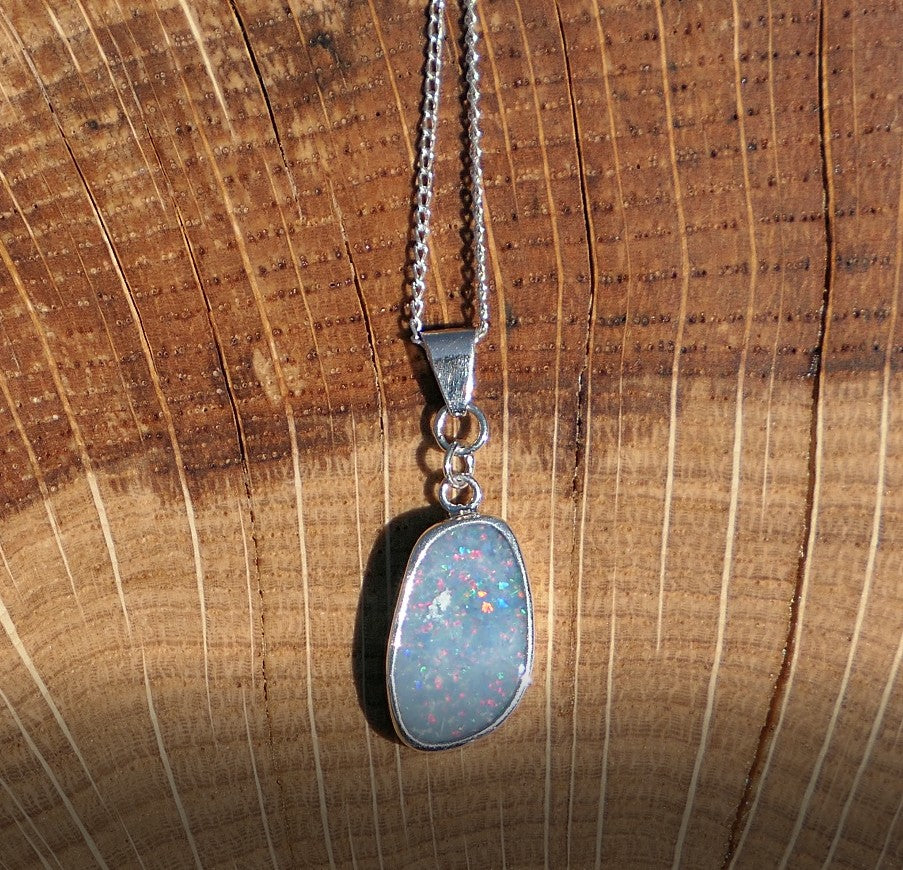Silver opal pendant