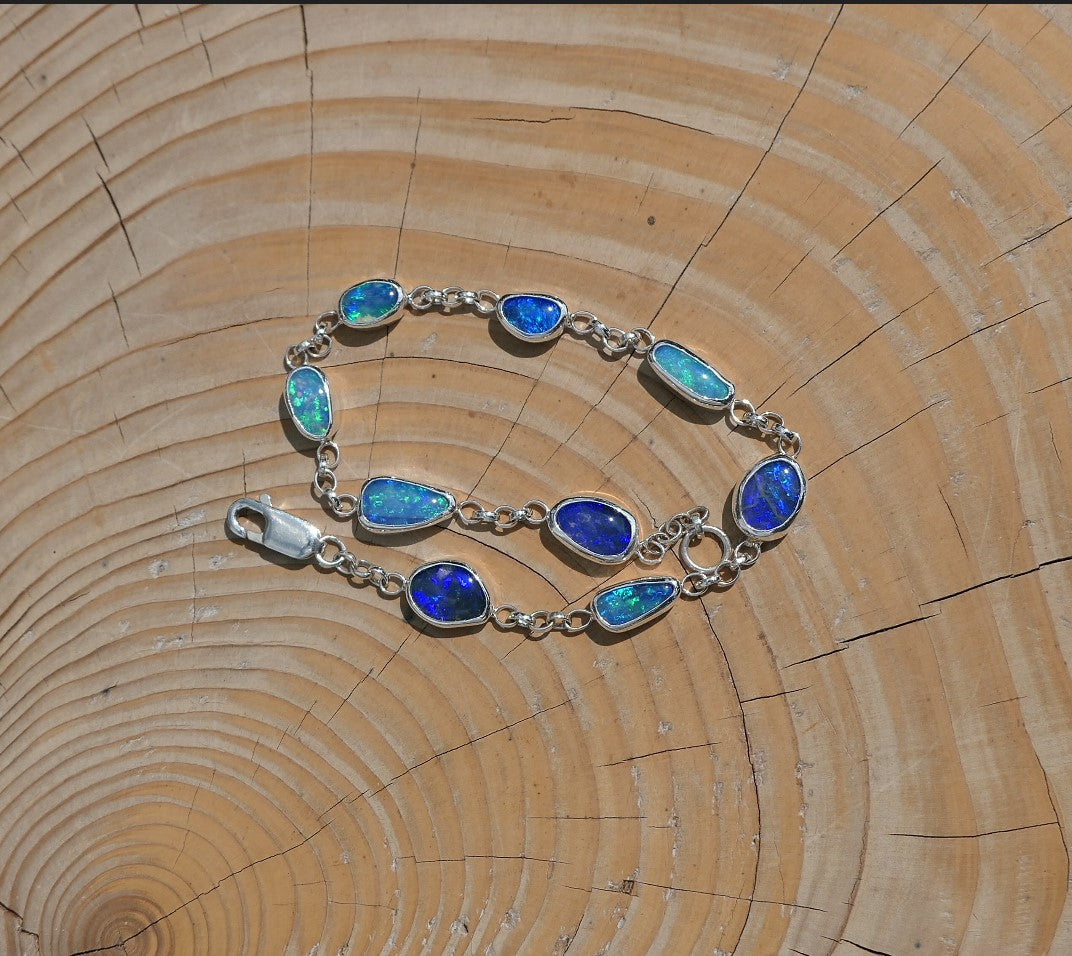 Silver opal bracelet