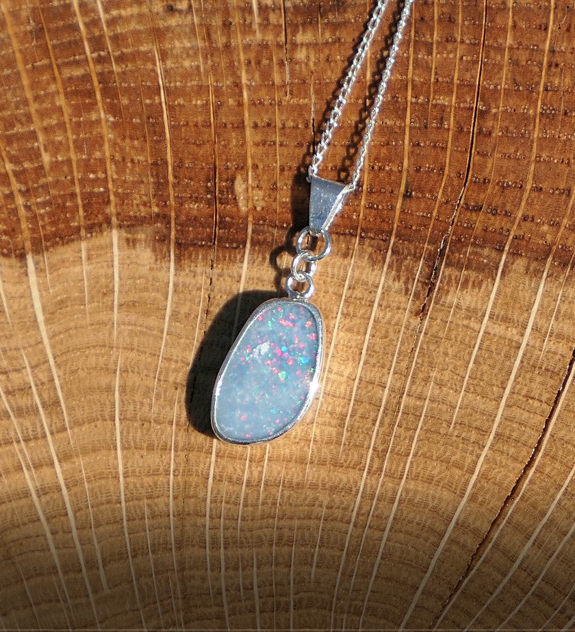 Silver opal pendant
