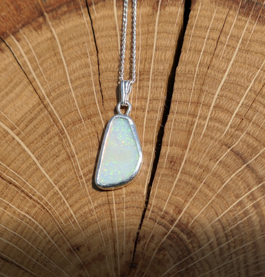 Double sided silver opal pendant