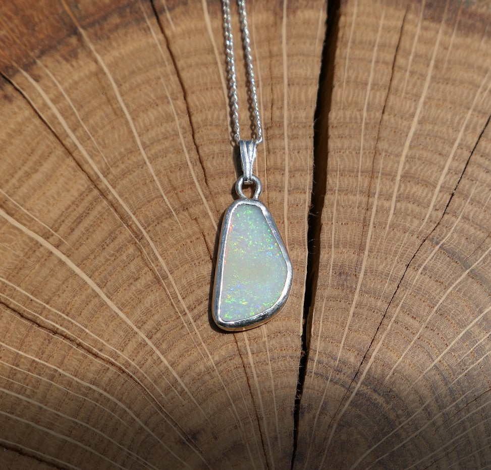 Double sided silver opal pendant