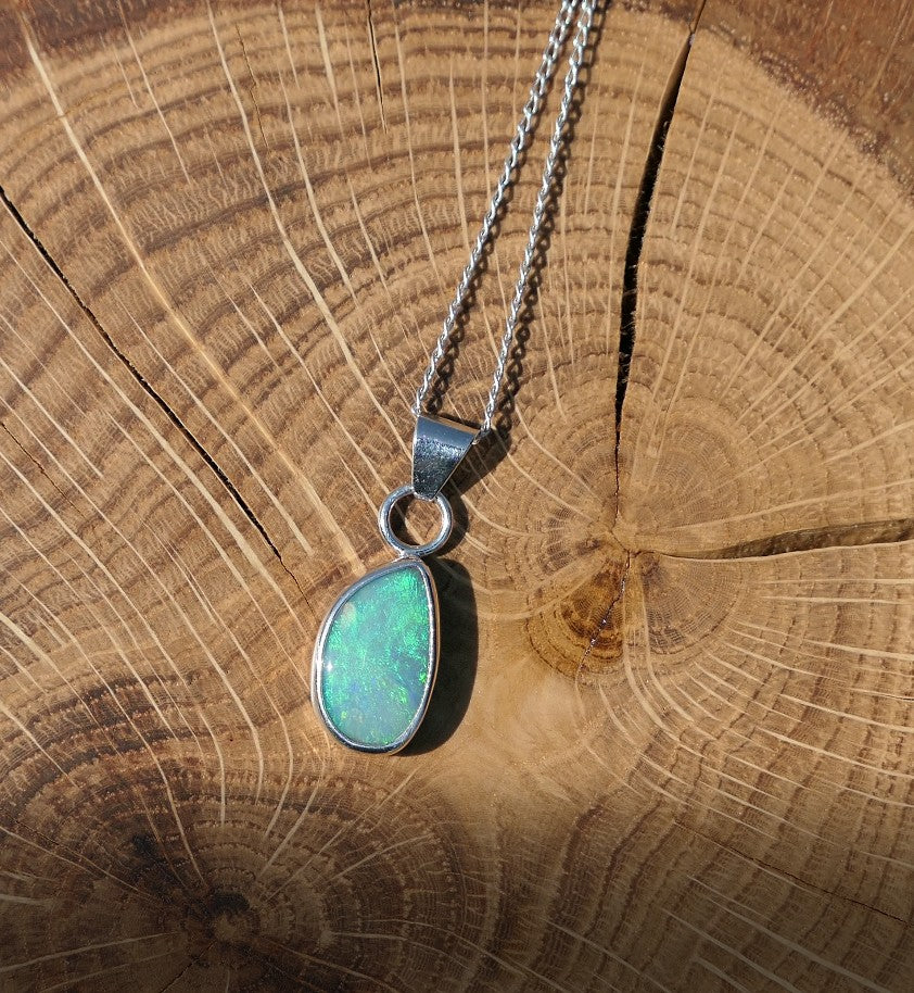 Silver opal pendant