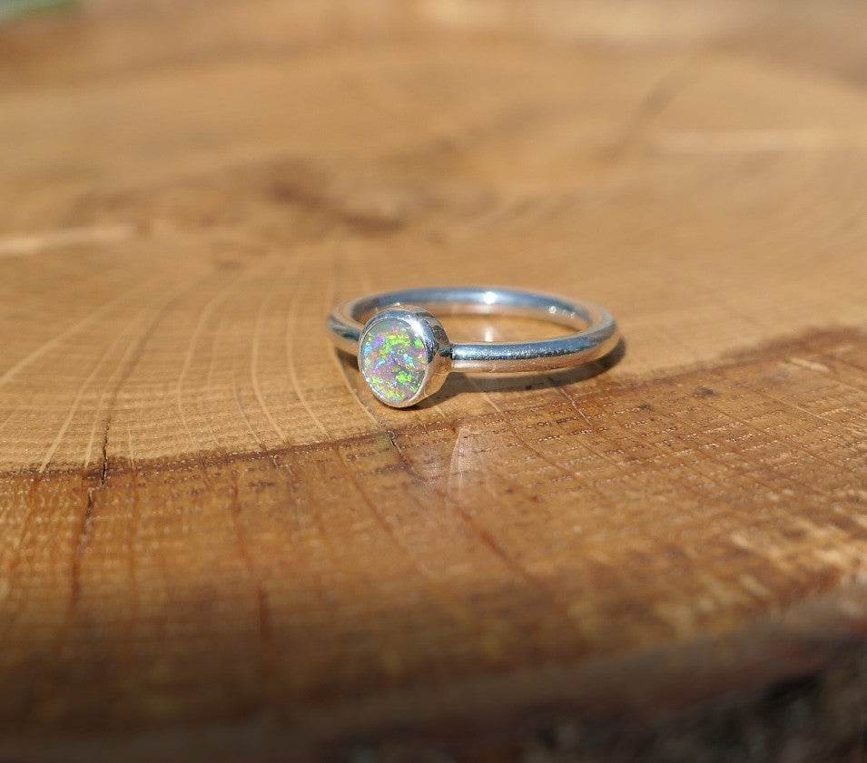 Silver Opal ring size P/7.5/