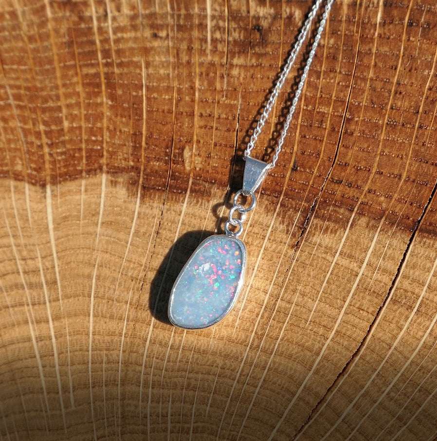 Silver opal pendant