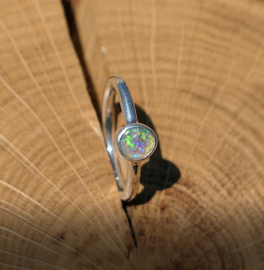 Silver Opal ring size P/7.5/
