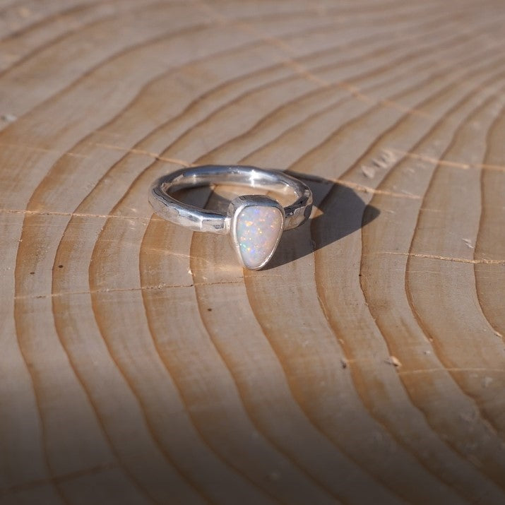 Dainty silver ring, size H/4