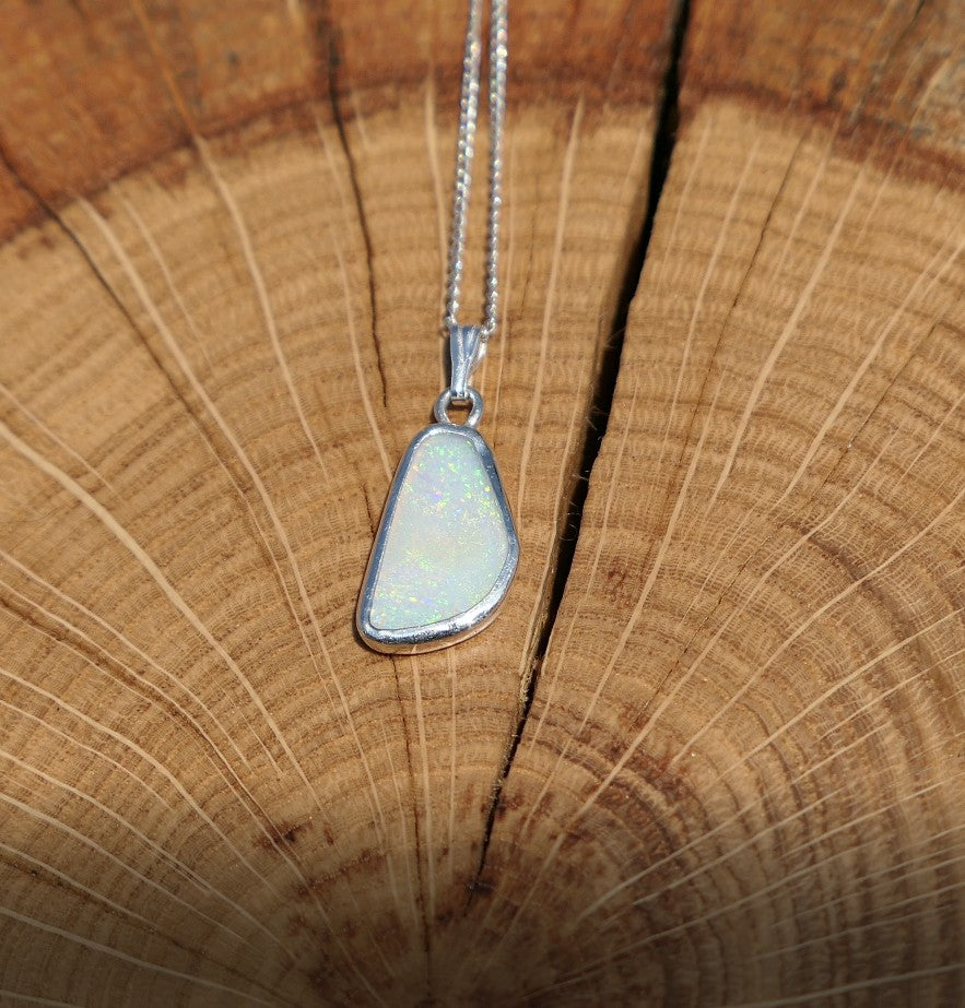 Double sided silver opal pendant