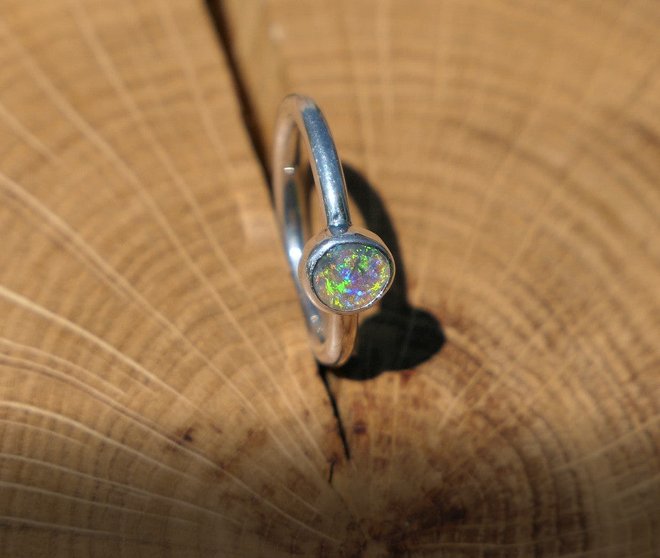 Silver Opal ring size P/7.5/