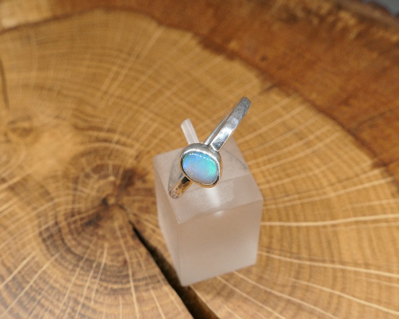 Silver Opal ring size O-1/2 / US 7.5