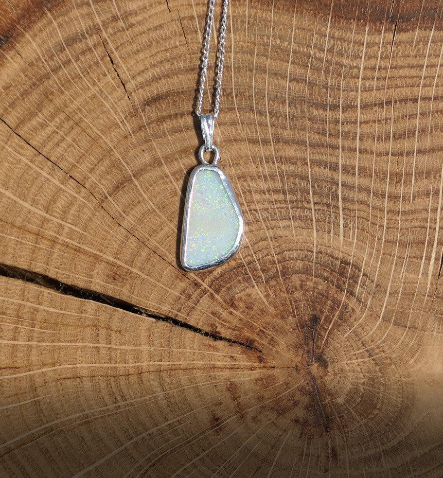 Double sided silver opal pendant