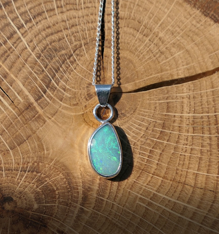Silver opal pendant