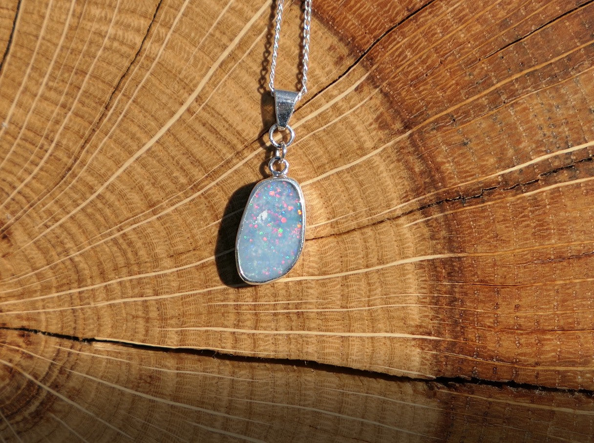 Silver opal pendant