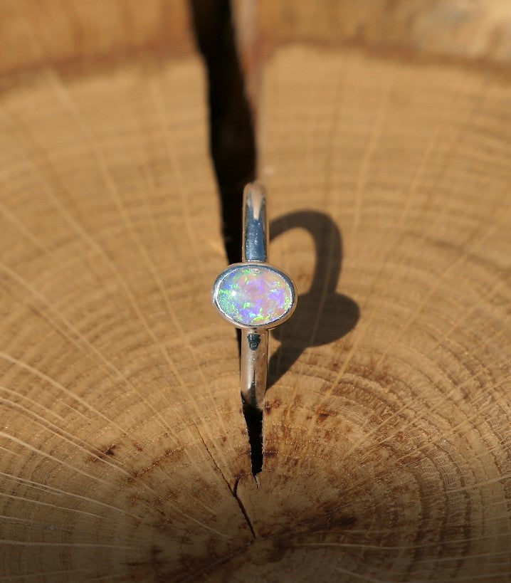 Silver Opal ring size Q-1/2 / 8.5