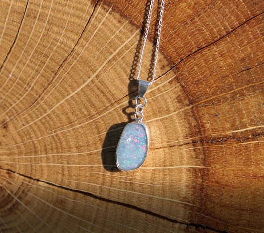 Silver opal pendant
