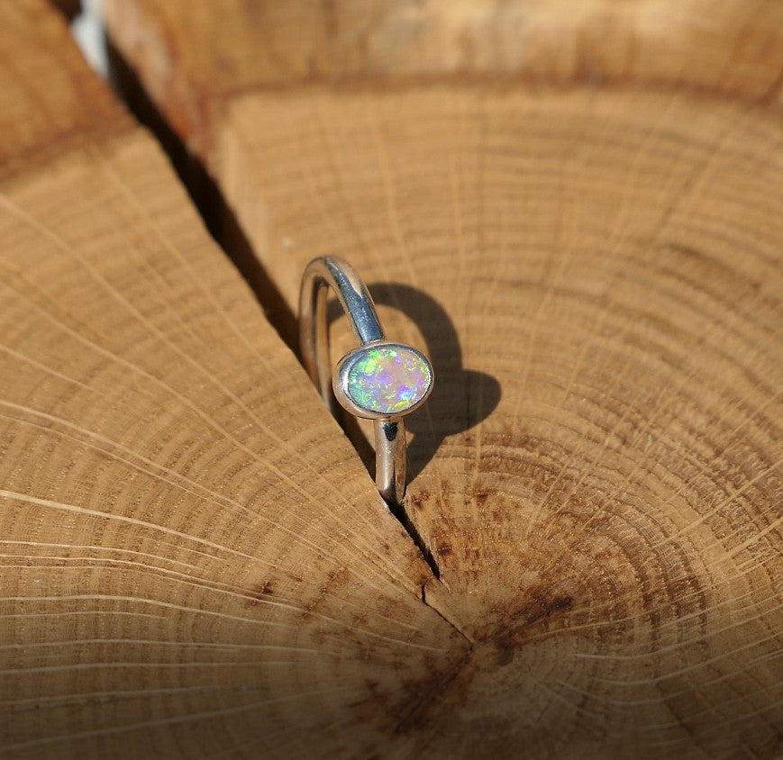Silver Opal ring size Q-1/2 / 8.5