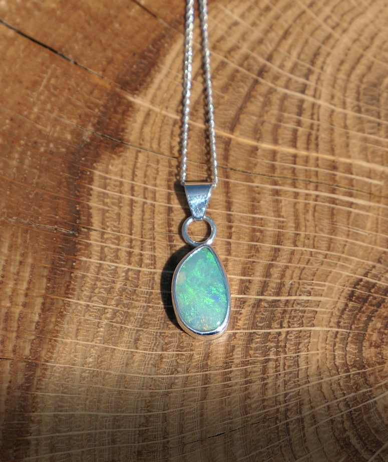 Silver opal pendant