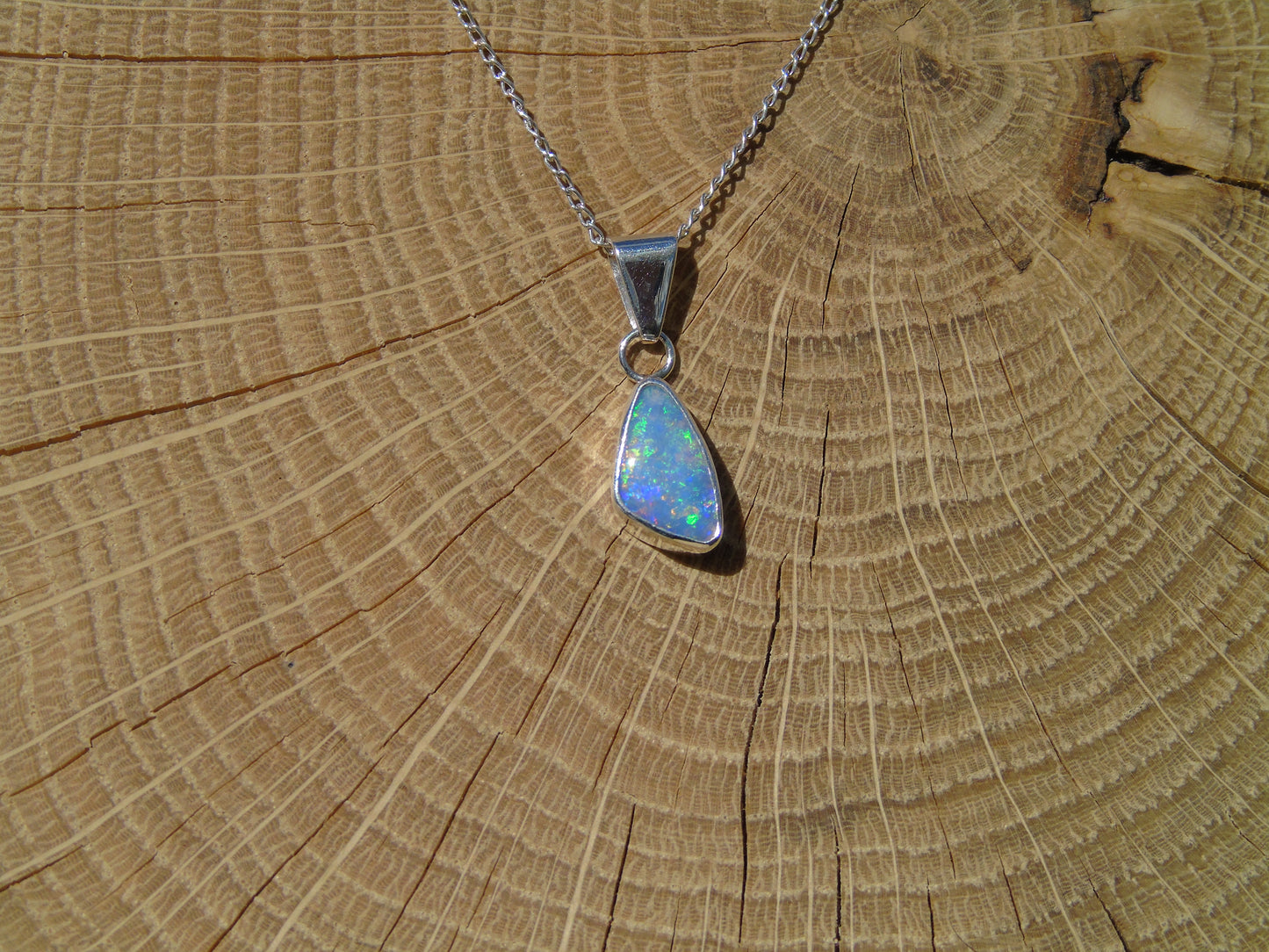 Lightning Ridge doublet silver pendant