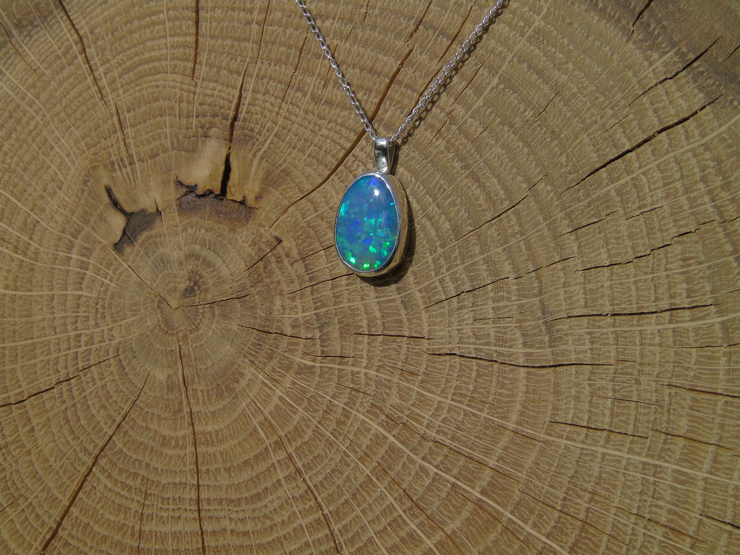 Lightning Ridge doublet silver pendant
