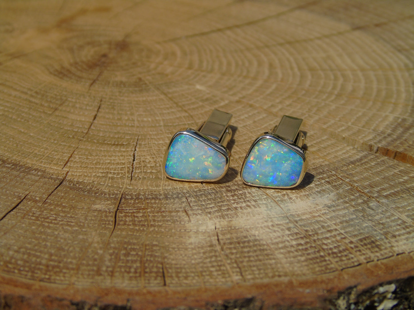 9k gold opal cufflinks