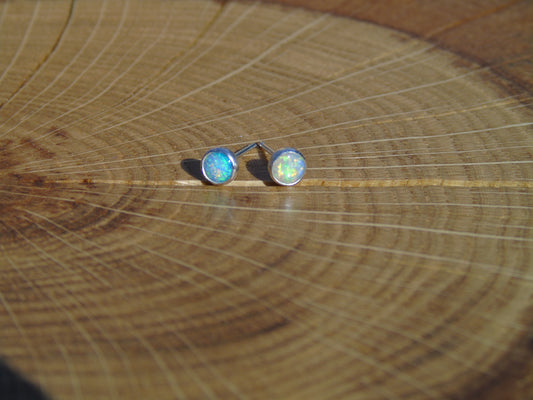 4mm silver solid opal earstuds