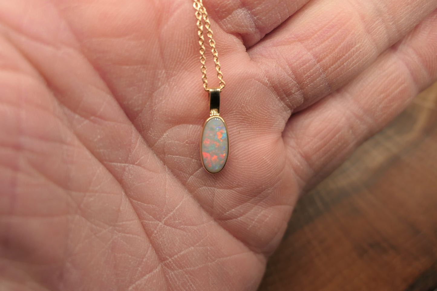 18k gold opal pendant