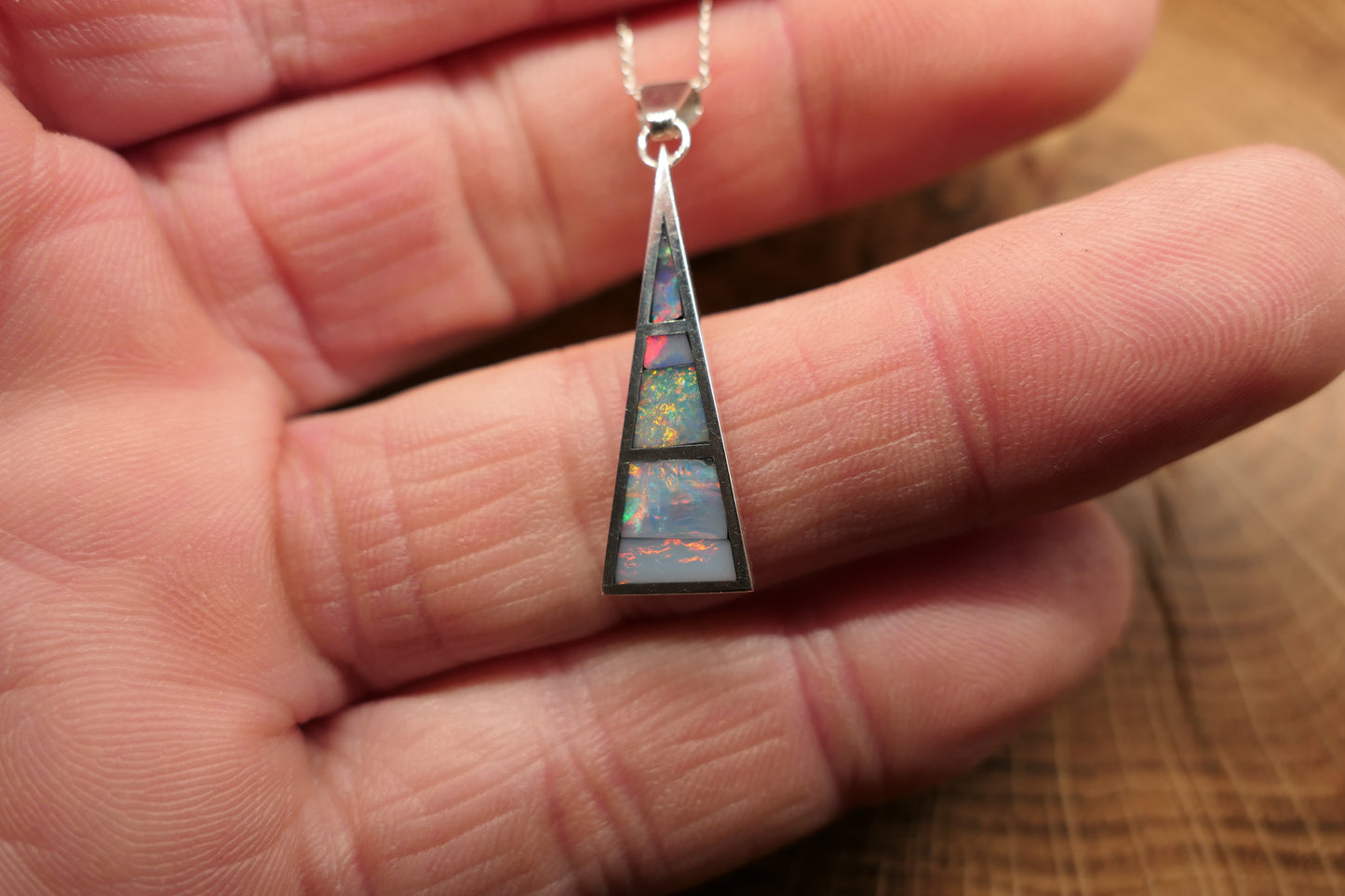 Silver opal inlay pendant