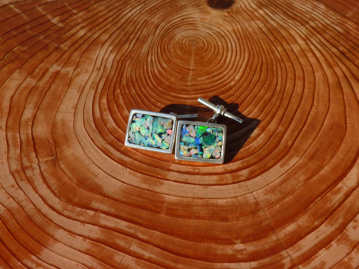 Solid silver heavyweight rectangular cufflinks with chain and bar