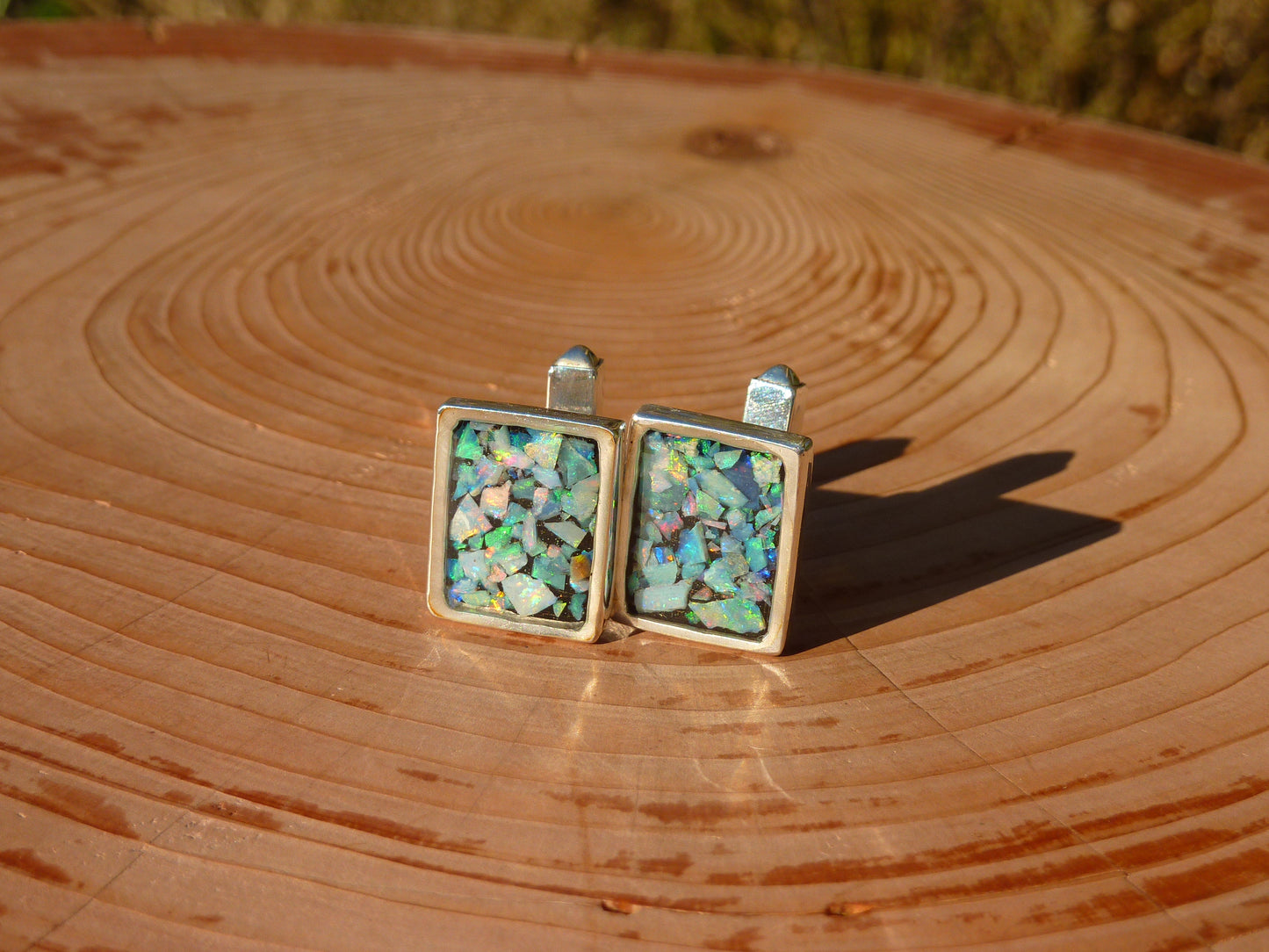 Solid silver heavyweight rectangular cufflinks with T bar
