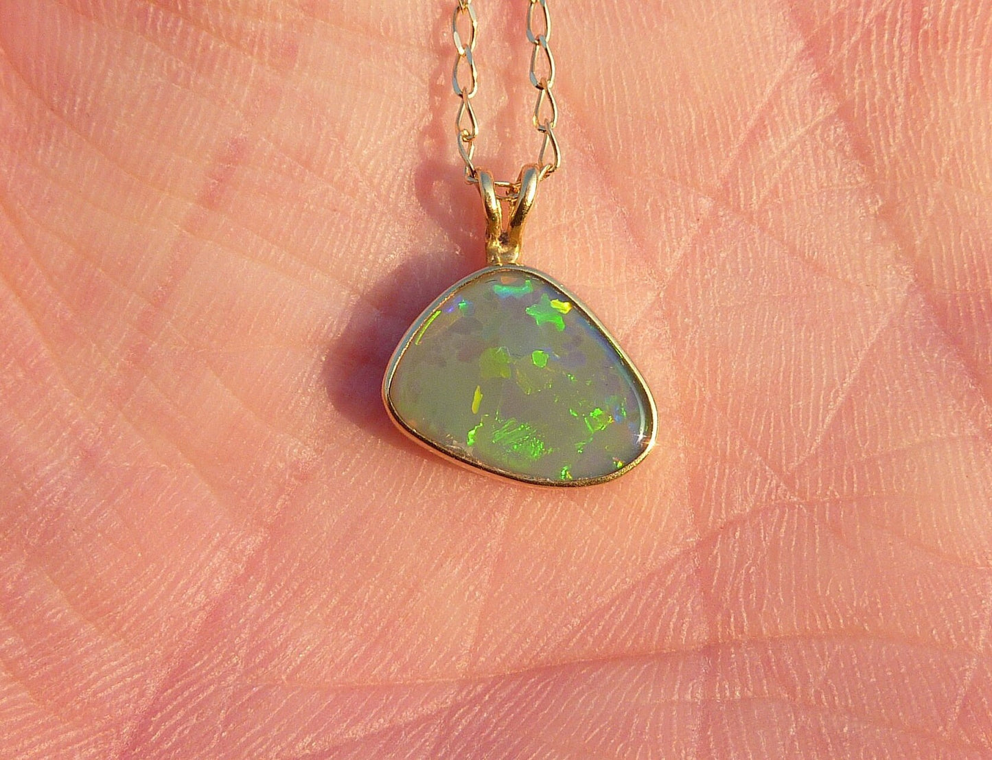 18k gold solid opal pendant