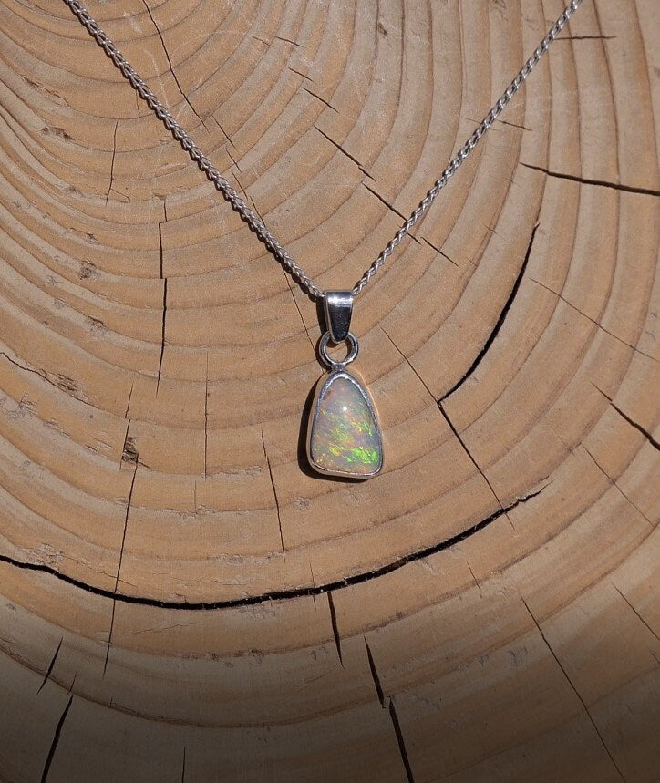 Silver Mintabie solid Opal necklace