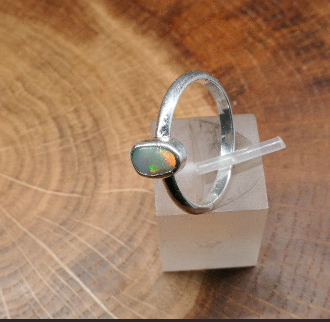 Silver Opal ring size P / US7.75