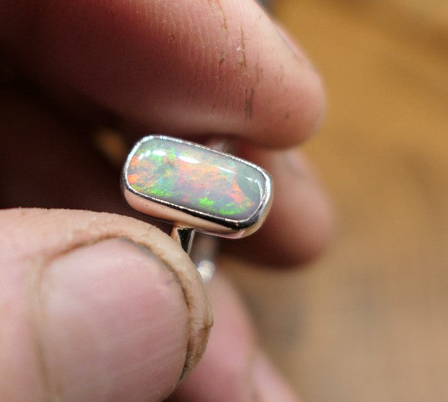Silver Opal ring size S/9.25 US