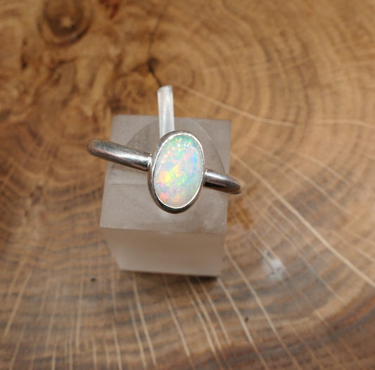 Silver Opal ring size O/7.25