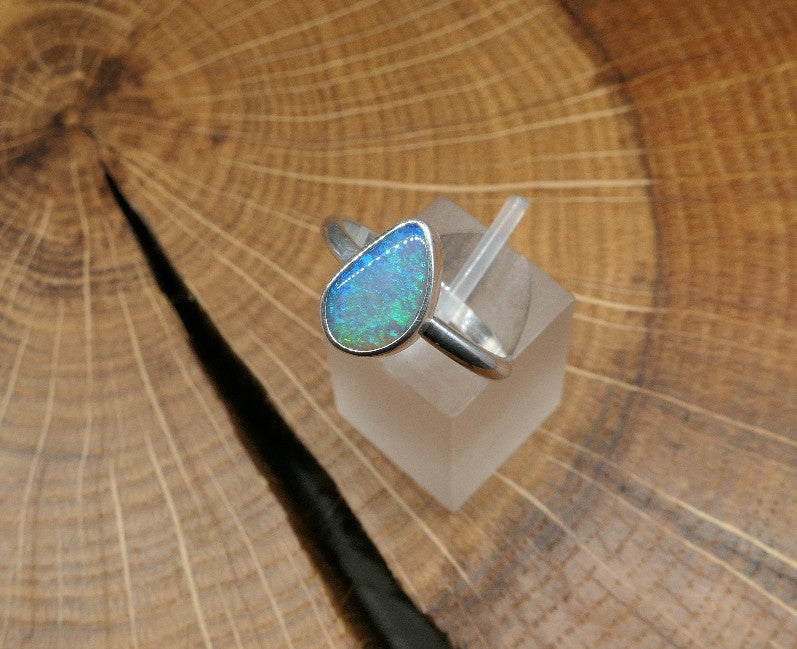 Silver Opal ring size P - 7.75US
