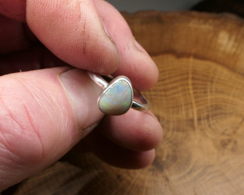 Silver Opal ring size Q - 8.25US