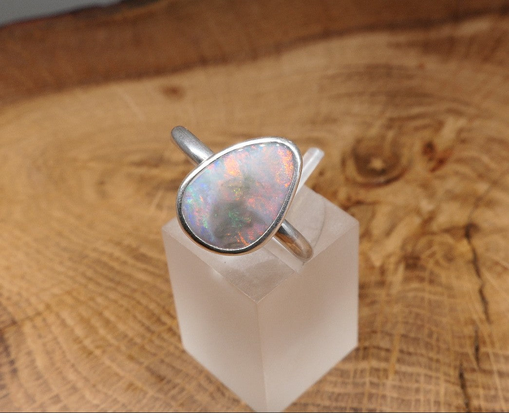 Silver Opal ring size P-1/2 / US8