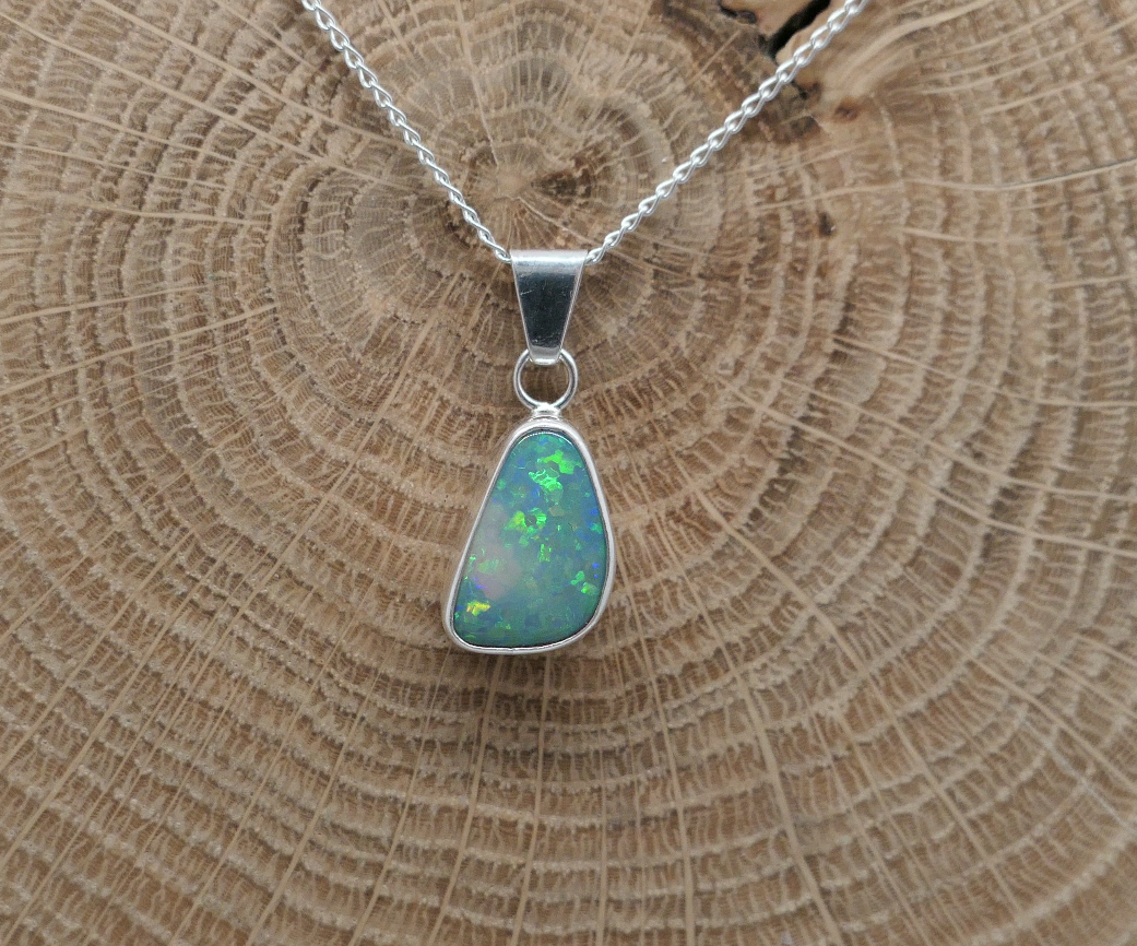 Silver opal pendant