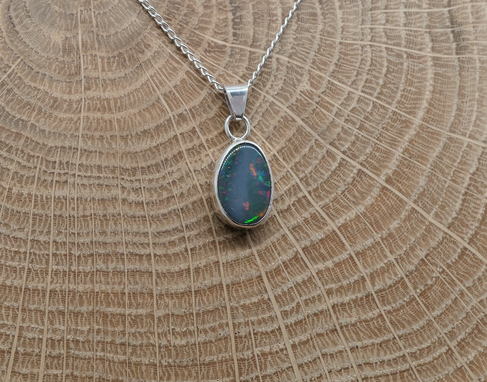 Silver opal pendant