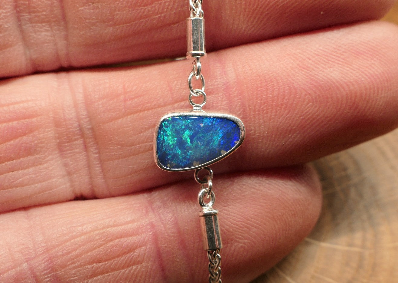 Silver opal bracelet