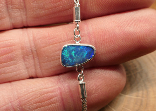 Silver opal bracelet