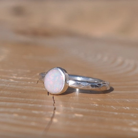 Silver opal ring, size N/6.75