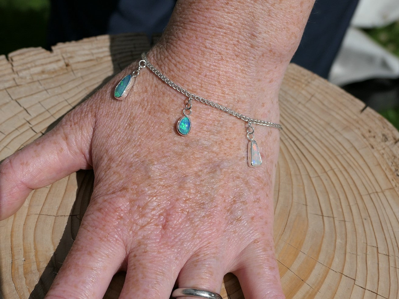 Silver opal bracelet