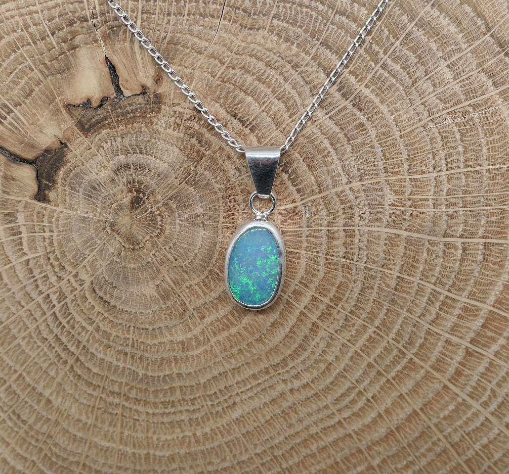 Silver opal pendant