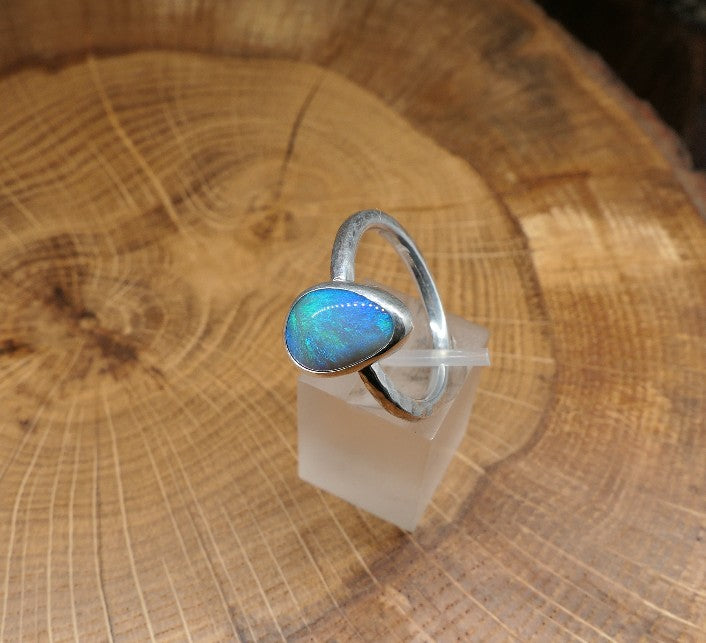 Silver Opal ring size R - 8.75US