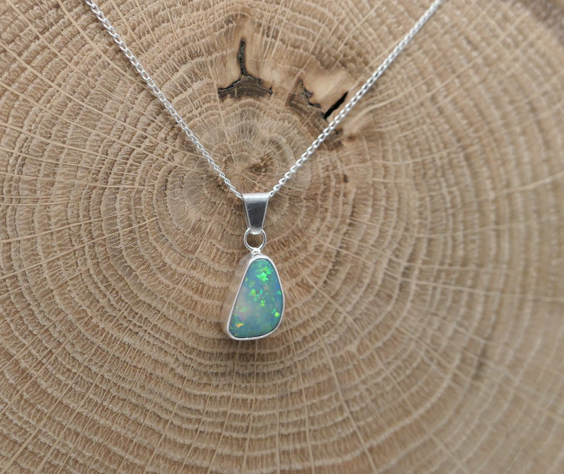 Silver opal pendant